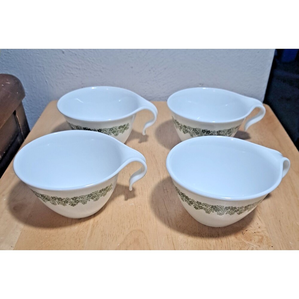 Set Of 4 Vintage Corelle Spring Blossom Coffee Cups Hook Handles